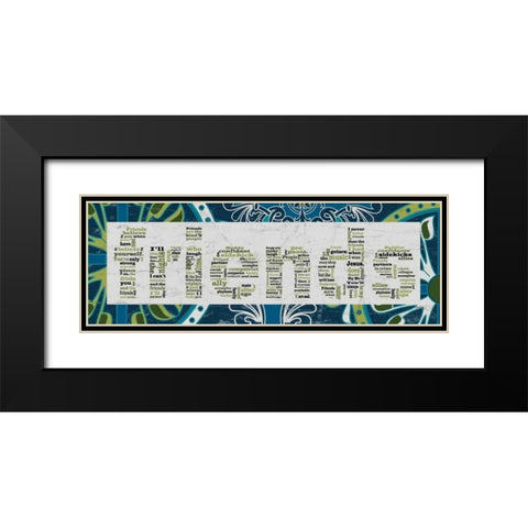 Blue Pattern Friends Black Modern Wood Framed Art Print with Double Matting by Stimson, Diane
