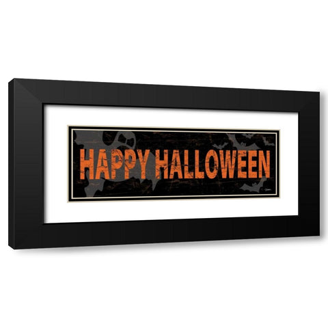 Happy Halloween Orange Black Modern Wood Framed Art Print with Double Matting by Stimson, Diane