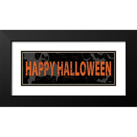 Happy Halloween Orange Black Modern Wood Framed Art Print with Double Matting by Stimson, Diane