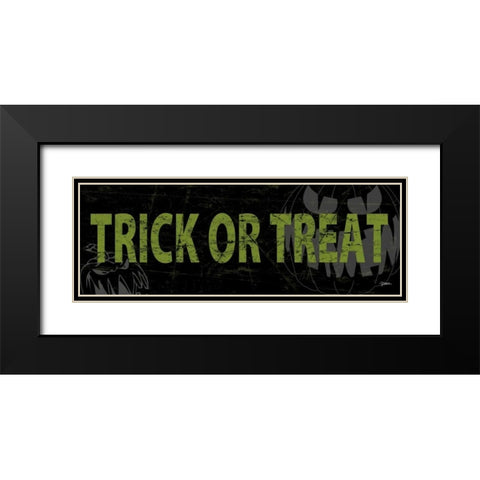 Trick Or Treat Green Black Modern Wood Framed Art Print with Double Matting by Stimson, Diane