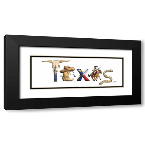 Texas Illustration Black Modern Wood Framed Art Print with Double Matting by Stimson, Diane