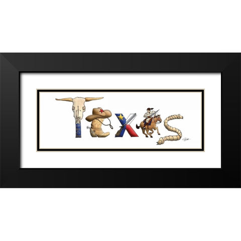 Texas Illustration Black Modern Wood Framed Art Print with Double Matting by Stimson, Diane