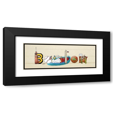 Boston Sign Black Modern Wood Framed Art Print with Double Matting by Stimson, Diane
