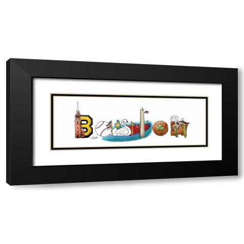 Boston Illustration Black Modern Wood Framed Art Print with Double Matting by Stimson, Diane