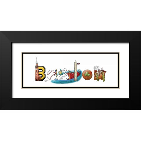 Boston Illustration Black Modern Wood Framed Art Print with Double Matting by Stimson, Diane