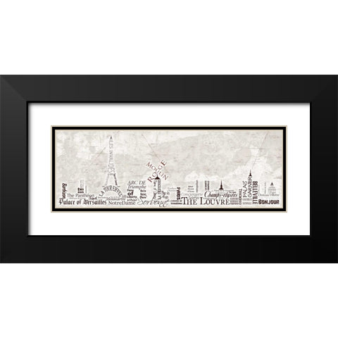 Paris Skyline Black Modern Wood Framed Art Print with Double Matting by Stimson, Diane