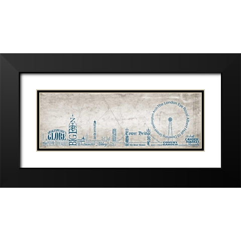 London Skyline Blue Black Modern Wood Framed Art Print with Double Matting by Stimson, Diane