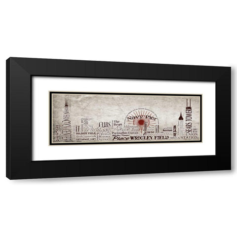 Chicago Skyline Black Modern Wood Framed Art Print with Double Matting by Stimson, Diane