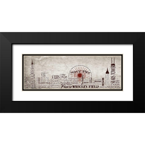 Chicago Skyline Black Modern Wood Framed Art Print with Double Matting by Stimson, Diane