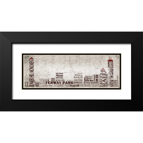 Boston Skyline Black Modern Wood Framed Art Print with Double Matting by Stimson, Diane