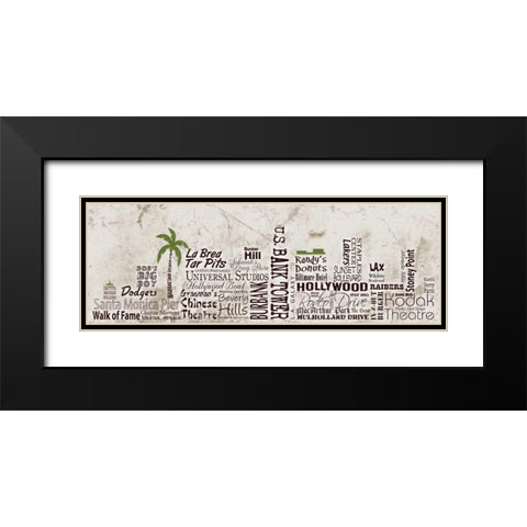 Los Angeles Skyline Black Modern Wood Framed Art Print with Double Matting by Stimson, Diane
