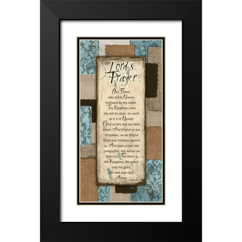 Patchwork Lords Prayer Blue Black Modern Wood Framed Art Print with Double Matting by Stimson, Diane