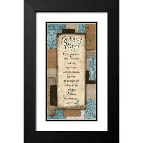Patchwork Serenity Prayer Blue Black Modern Wood Framed Art Print with Double Matting by Stimson, Diane