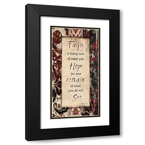 Damask Faith Hard Black Modern Wood Framed Art Print with Double Matting by Stimson, Diane