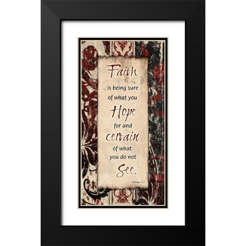 Damask Faith Hard Black Modern Wood Framed Art Print with Double Matting by Stimson, Diane