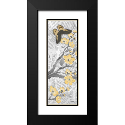 Cherry Blossom Bflies 1 Black Modern Wood Framed Art Print with Double Matting by Stimson, Diane