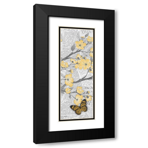 Cherry Blossom Bflies 2 Black Modern Wood Framed Art Print with Double Matting by Stimson, Diane