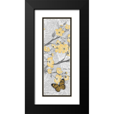 Cherry Blossom Bflies 2 Black Modern Wood Framed Art Print with Double Matting by Stimson, Diane
