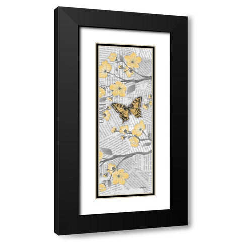 Cherry Blossom Bflies 4 Black Modern Wood Framed Art Print with Double Matting by Stimson, Diane
