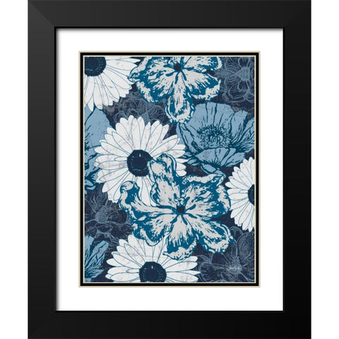 Floral Toile 4 Black Modern Wood Framed Art Print with Double Matting by Stimson, Diane