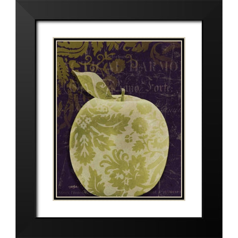 Apple Damask Center Black Modern Wood Framed Art Print with Double Matting by Stimson, Diane