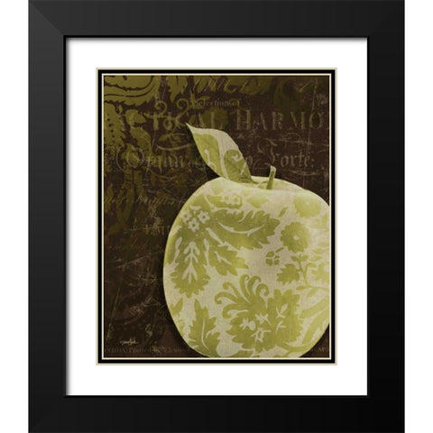 Apple Damask Vert Black Modern Wood Framed Art Print with Double Matting by Stimson, Diane