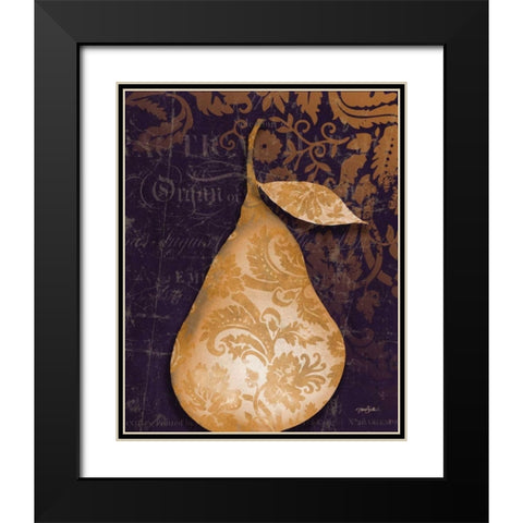 Pear Damask Center Black Modern Wood Framed Art Print with Double Matting by Stimson, Diane