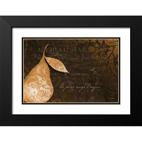 Pear Damask Horizontal Black Modern Wood Framed Art Print with Double Matting by Stimson, Diane