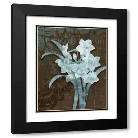 Daffodil Damask Black Modern Wood Framed Art Print with Double Matting by Stimson, Diane