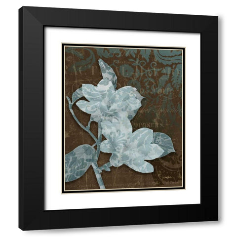 Magnolia Damask Black Modern Wood Framed Art Print with Double Matting by Stimson, Diane