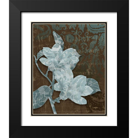 Magnolia Damask Black Modern Wood Framed Art Print with Double Matting by Stimson, Diane