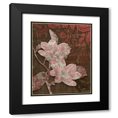 Magnolia Damask Black Modern Wood Framed Art Print with Double Matting by Stimson, Diane