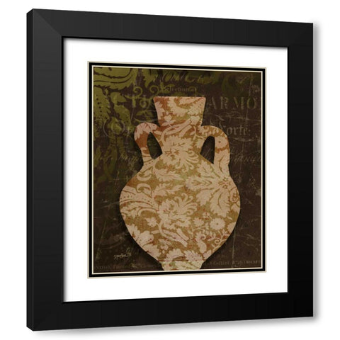 Urn Damask 2 Black Modern Wood Framed Art Print with Double Matting by Stimson, Diane