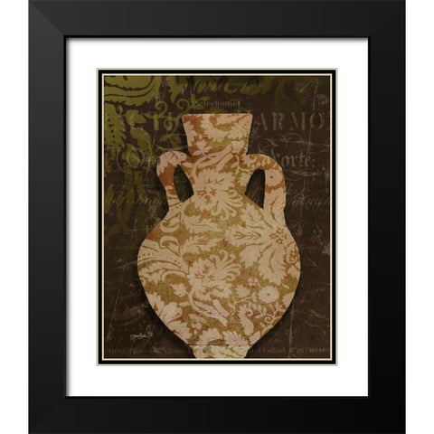 Urn Damask 2 Black Modern Wood Framed Art Print with Double Matting by Stimson, Diane