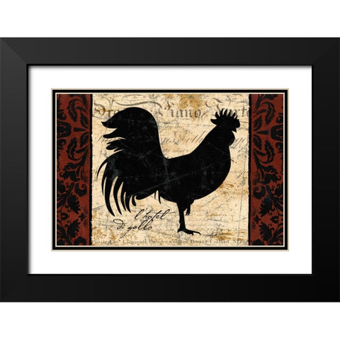 Black Rooster 1 Black Modern Wood Framed Art Print with Double Matting by Stimson, Diane