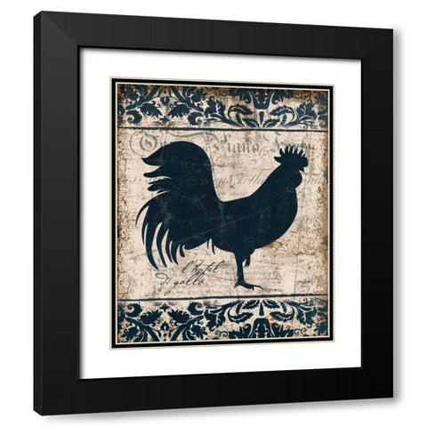 Navy Rooster 1 Black Modern Wood Framed Art Print with Double Matting by Stimson, Diane