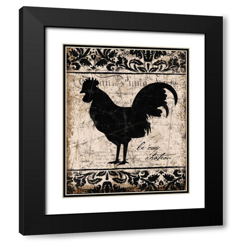 Black Rooster 2 Black Modern Wood Framed Art Print with Double Matting by Stimson, Diane
