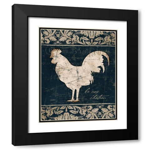 Navy Rooster 2 Black Modern Wood Framed Art Print with Double Matting by Stimson, Diane