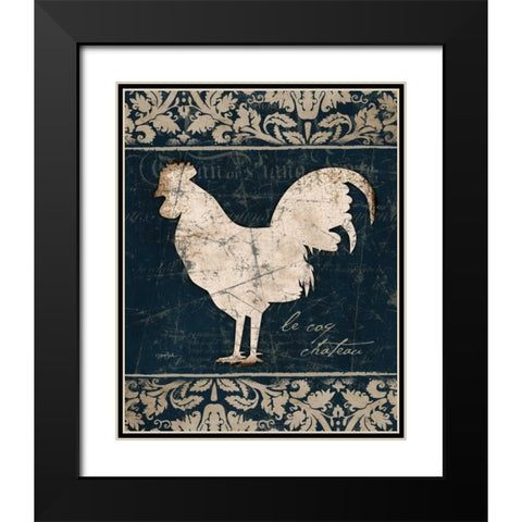 Navy Rooster 2 Black Modern Wood Framed Art Print with Double Matting by Stimson, Diane