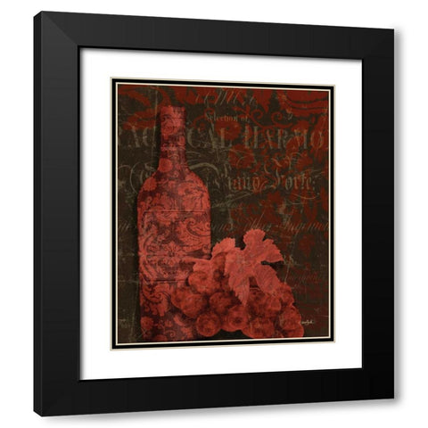 Red Wine Damask Black Modern Wood Framed Art Print with Double Matting by Stimson, Diane