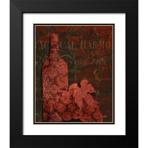 Red Wine Damask Black Modern Wood Framed Art Print with Double Matting by Stimson, Diane