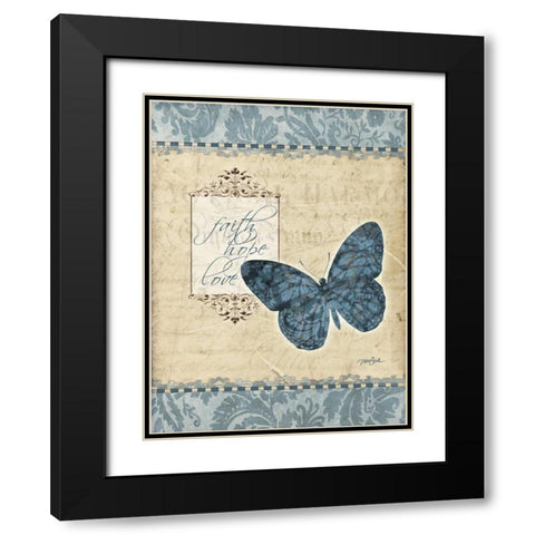 Bfly Damask 2 Black Modern Wood Framed Art Print with Double Matting by Stimson, Diane