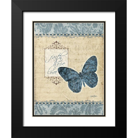Bfly Damask 2 Black Modern Wood Framed Art Print with Double Matting by Stimson, Diane