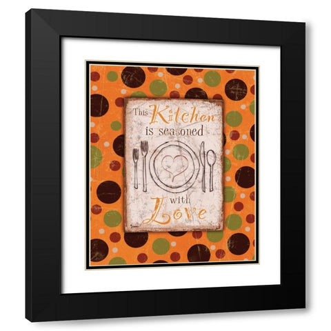 Kitchen Love Orange Black Modern Wood Framed Art Print with Double Matting by Stimson, Diane