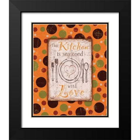 Kitchen Love Orange Black Modern Wood Framed Art Print with Double Matting by Stimson, Diane