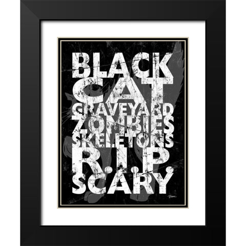Black Cat Black Modern Wood Framed Art Print with Double Matting by Stimson, Diane