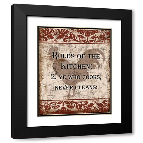 Rules Of Kitchen 2 Black Modern Wood Framed Art Print with Double Matting by Stimson, Diane