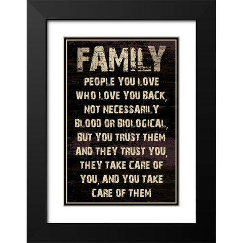Family Grunge Black Modern Wood Framed Art Print with Double Matting by Stimson, Diane