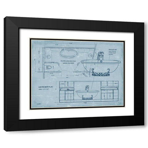 Bath Blueprint 2 Black Modern Wood Framed Art Print with Double Matting by Stimson, Diane