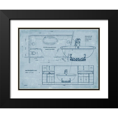 Bath Blueprint 2 Black Modern Wood Framed Art Print with Double Matting by Stimson, Diane